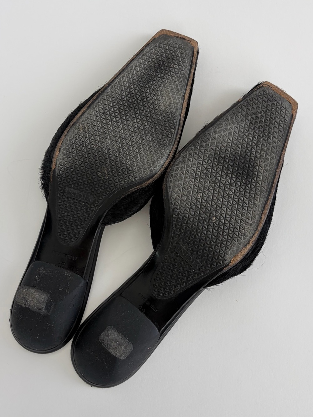 Vintage Giuseppe Zanotti Poney Hair Sqare Toe Black Mules - Picture 10 of 10